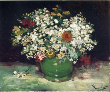 印象派の花 Painting - ジニアとその他の花が入った花瓶 フィンセント・ファン・ゴッホ